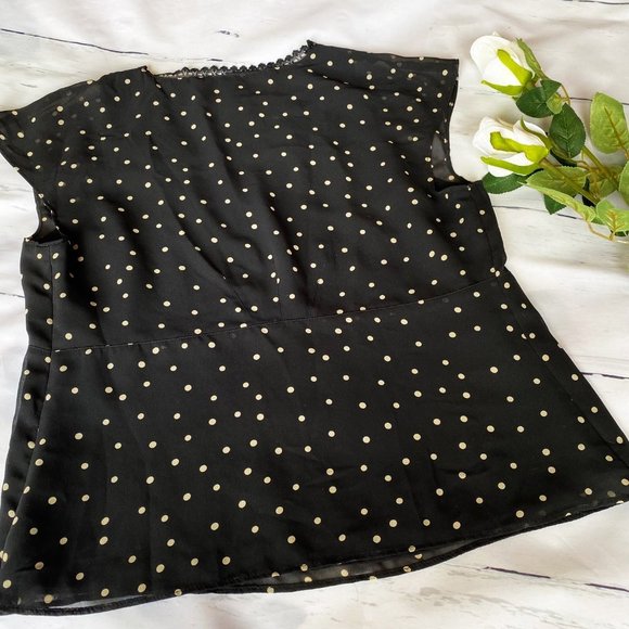 Apostrophe Petite Black Top White Polka Dots sz8 - Picture 3 of 5